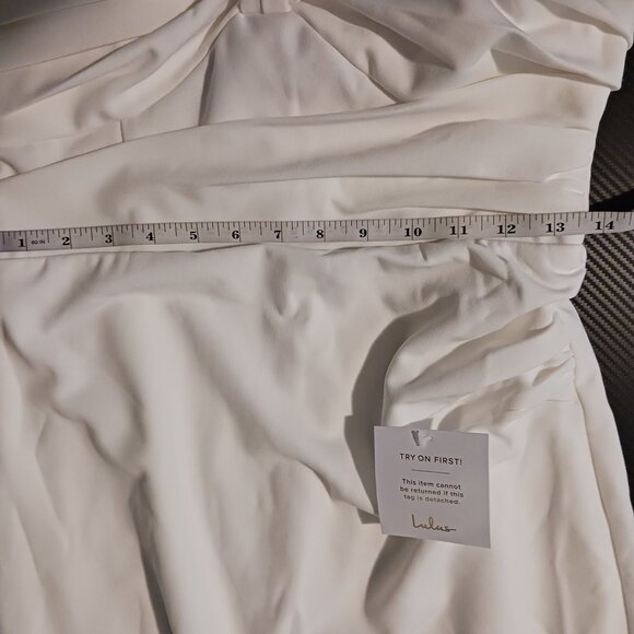 NEW Lulus To Be Yours Ivory Strapless Pleated Mermaid Maxi Dress Size M - Picture 14 of 16